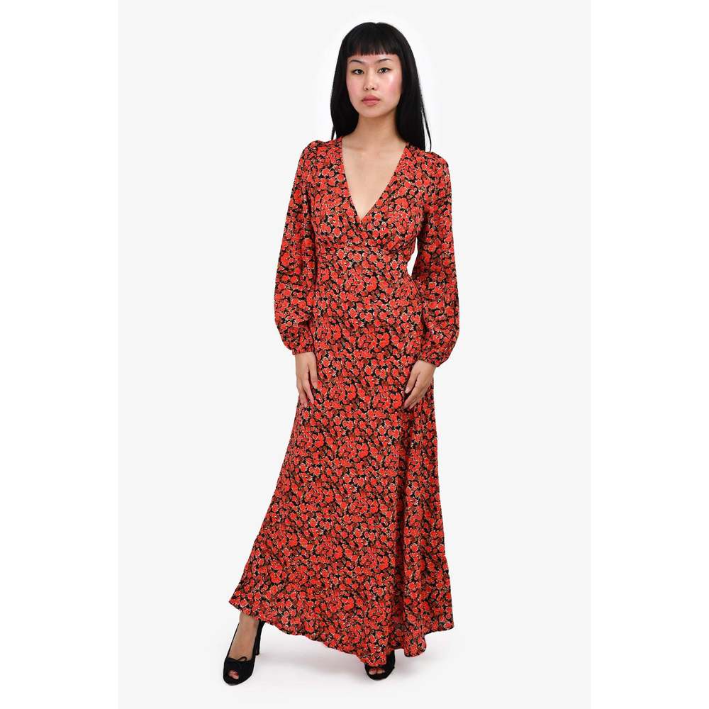 Faithfull The Brand Red Floral Maxi Dress Size 2